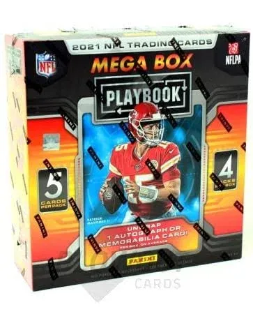 2021 Playbook Football Mega Box - 20 Trading Cards per Box - One Autograph or Memorabilia Card per Box