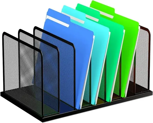 Kuntine.B Desk File Organizer 7 Upright Mesh Desktop Organizer File Sorter Office Organization File Holder for Home, Office & Classroom