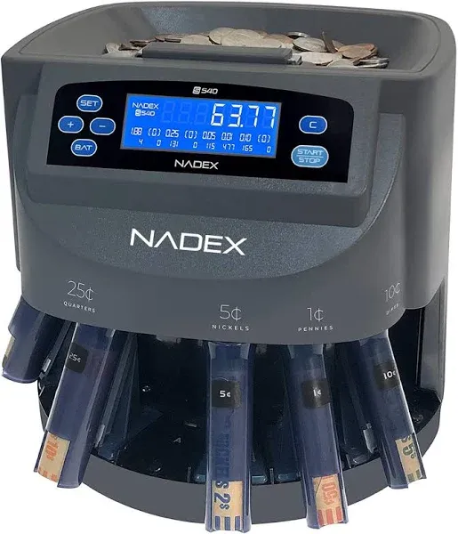 Nadex Coins S540 Coin Counting Sorter and Coin Roll Wrapper