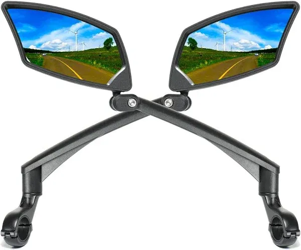 Handlebar Bike Mirror, Scratch Resistant Glass Lens, Ajustable and Rotatable Saf