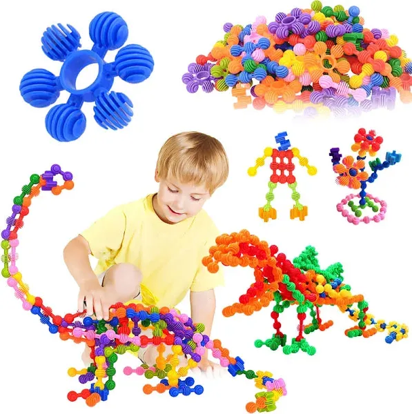 Kids Building Blocks STEM Toys, 120 PCS Plastic Gear Interlocking Sets That Bends - Safe Material - Toddler Educational Toy for Girls and Boys Aged 3+