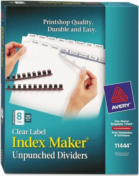 Avery Print and Apply Index Maker Clear Label Unpunched Dividers