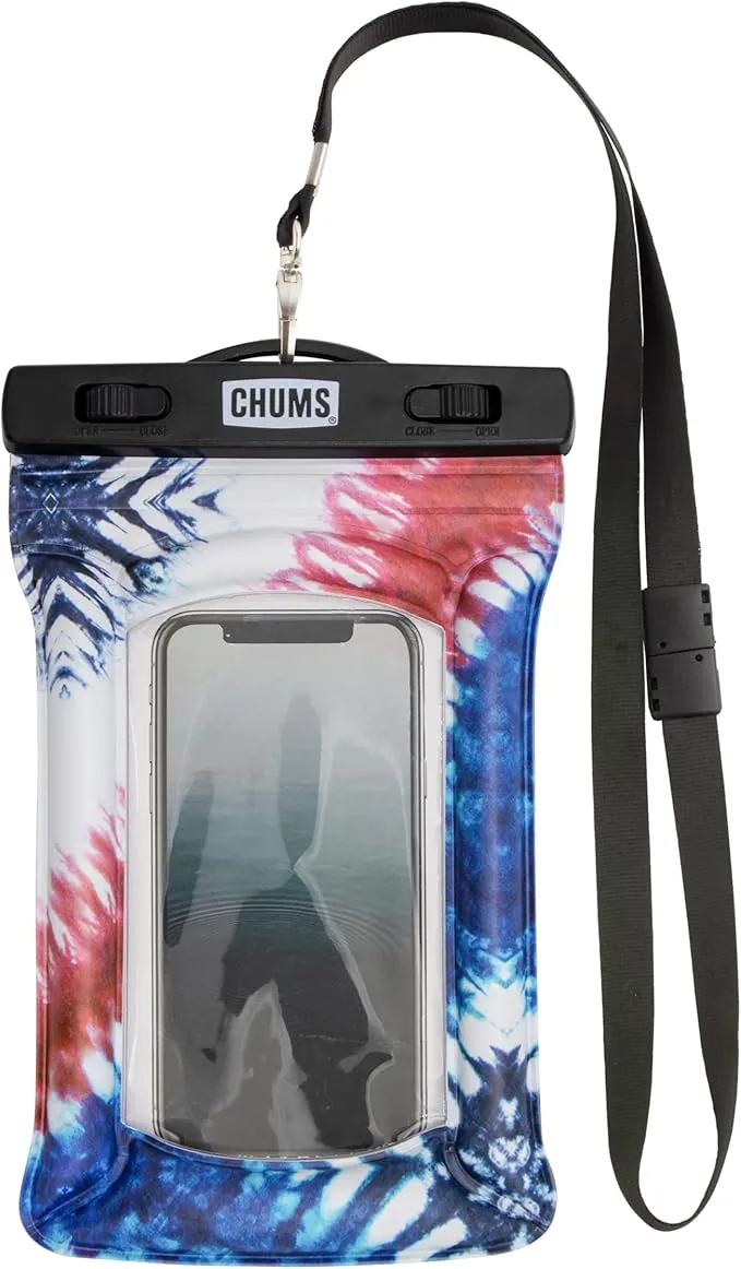 Chums Floating Phone Case with Lanyard - Touchscreen Compatible Waterproof Phone Case & Pouch (USA Tie Dye)