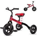 YGJT 3 in 1 Tricycle for Toddlers Age 2-5 Years Old, Folding Kids Balance Bike with Adjustable Seat and Removable Pedal, Toddler Bike Ride-On Toys for