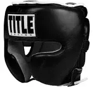 Title Boxing Leather Sparring Headgear - Black, Reg