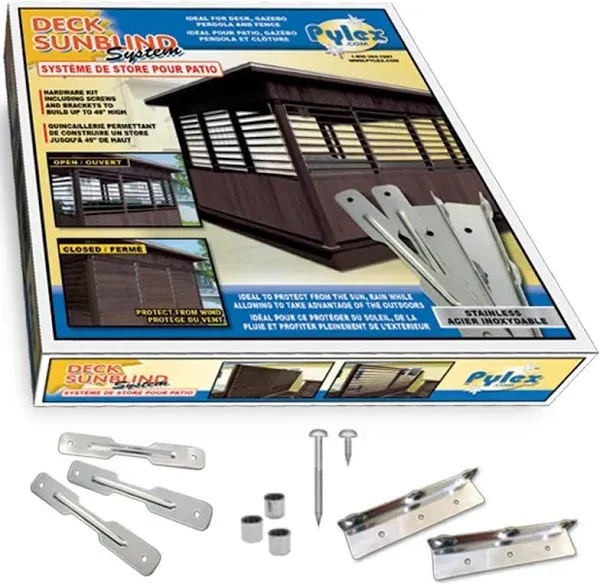 Pylex Deck Sunblind System 11070, Louvers Bracket Shutter Hardware Kit, Up to 11 Boards (48'') - Stainless Steel Brackets