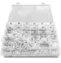 Letter Board Letters - 1 Inch Letters in Organizer Case - Pre-Cut &amp; white