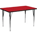 Flash Furniture 30''W x 60''L Rectangular Red HP Laminate Activity Table - Standard Height Adjustable Legs