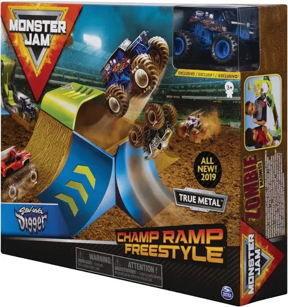 Monster Jam, Champ Ramp Freestyle Playset with Exclusive Son-uva Digger Monster Truck, 1:64 Scale Die-Cast, Kids Toys for Boys and Girls Ages 4-6+