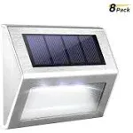 Solar Step Lights with Larger Battery Capacity JACKYLED 8-Pack LED Solar Powered Weatherproof Outdoor Lighting for Steps Stairs Paths Patio Decks