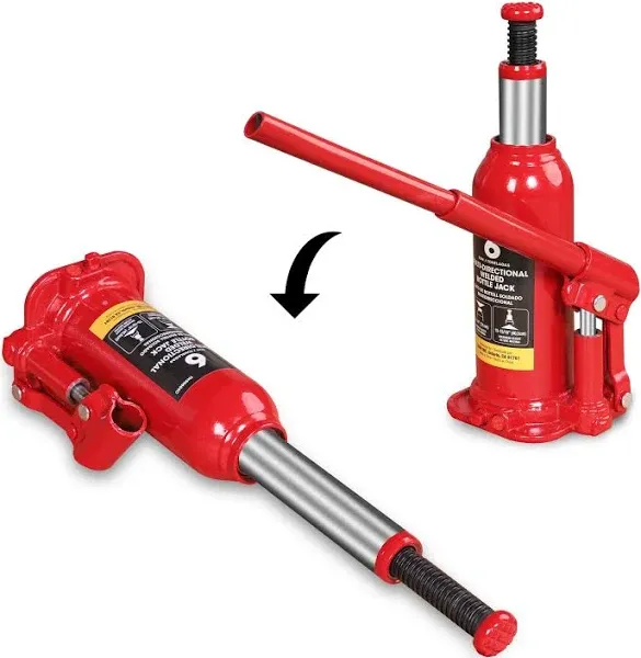 BIG RED T90603C Torin Welded Car Bottle Jack with Vertical and Horizontal Usage: Capacity 6 Ton (12,000 LBs), Red