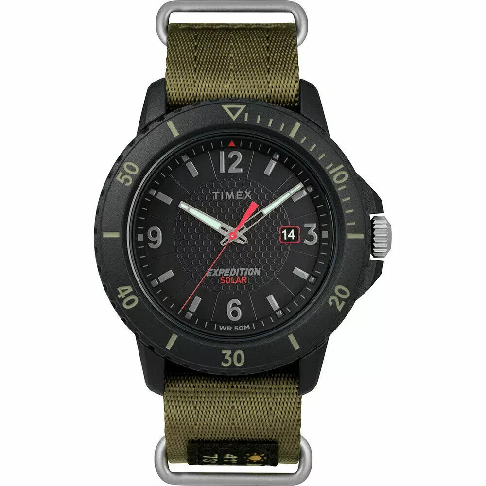 Timex TW4B14500,  Gallatin, Expedition Green Nylon Watch, Solar Battery, Date