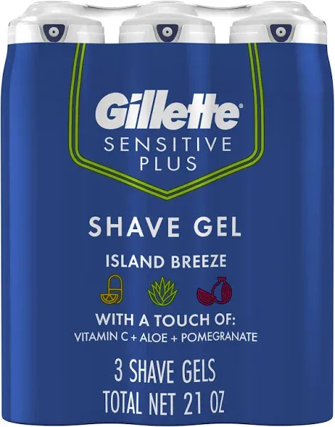 Gillette Island Breeze Shave Gel, 7 oz, 3 count