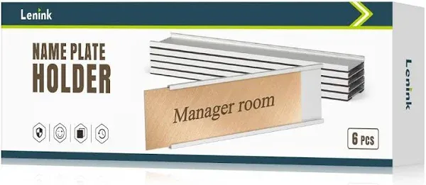 Durable Wall Mount Name Plate Holders - Set of 6 for Office Signage Solutions