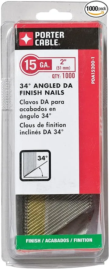 Porter Cable 2 in. L X 15 Ga. Angled Strip Bright Finish Nails 34 deg 1,000 pk