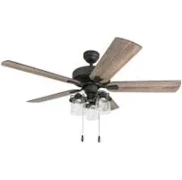 Prominence Home North Point 52-in Aged Bronze with Barnwood/Tumbleweed Blades LED Indoor Downrod or Flush Mount Ceiling Fan with Light (5-Blade) Lowes.com