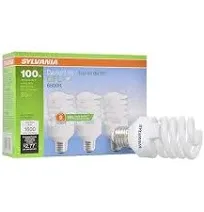 SYLVANIA Compact Fluorescent Spiral T2 Light Bulb, 100W Equivalent,Eff<wbr/>icient 23W