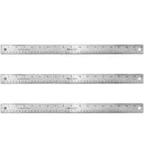 17144 Stainless Steel Metal Ruler with Non-Slip Cork Base 18 in 3 Pack