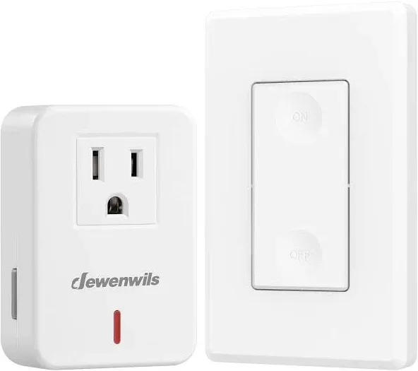 DEWENWILS Remote Control Outlet Wireless Wall Mounted Light Switch, Electrical Plug in On Off Power Switch for Lamp, No Wiring, Expandable