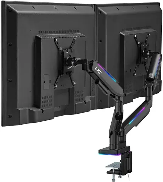 RGB Lights Dual 17”-43” Gaming Monitor Arm Desk Mount, Fits Two Flat/Curved/U.<wbr/>..