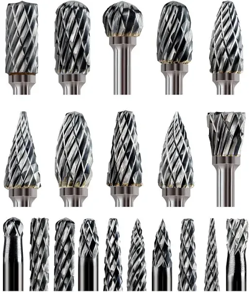 20Pcs 1/8 Shank Carbide Burr Bits Compatible with Bits Metal Grinding Bits