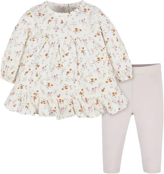 Gerber Baby & Toddler Girls' 2-Piece Long Sleeve Dress and Leggings Set