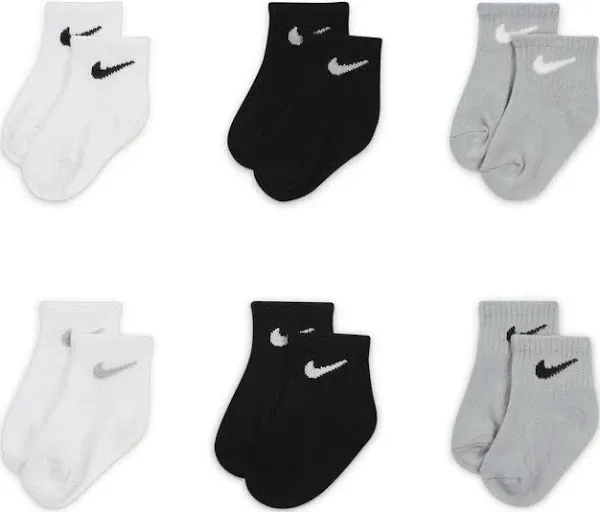 Nike Baby Lightweight Ankle Socks Multi Color, 6 Pack (US, Age, 6 Months, 12 Months, Black/Navy/Tan/Grey/LightBlue)