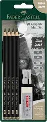 Pitt Graphite Matt Pencils Set Includes 4 Pencils 2B 6B 10B 14B Rubber Eraser...