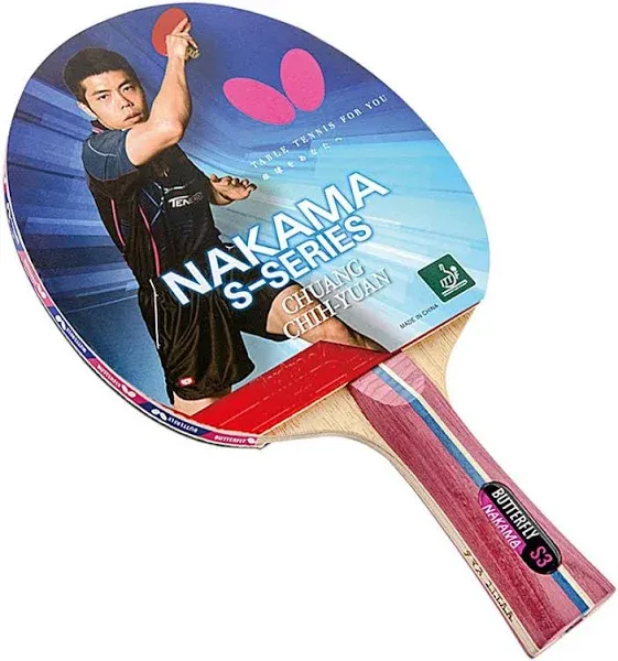 Nakama S-3 Table Tennis Racket – Professional ITTF Approved  Ping Pong Paddle – 