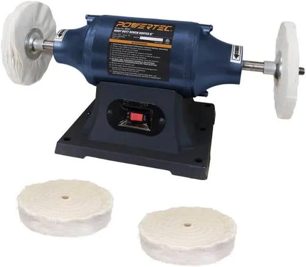 6 in. Heavy-Duty Bench Buffer with 2 Extra Thick Spiral Sewn Buffing Wheels