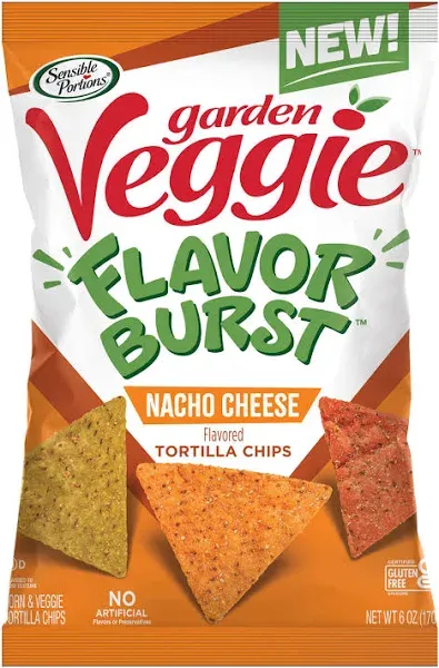 Sensible Portions Garden Veggie Flavor Burst Nacho Cheese Tortilla Chips