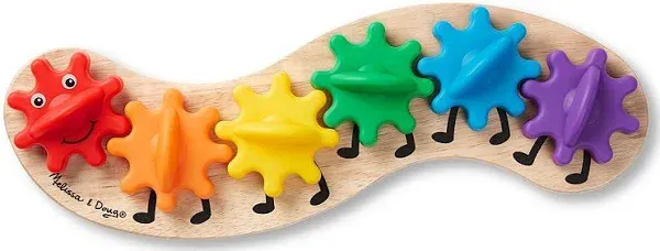 Melissa &amp; Doug Rainbow Caterpillar: Gears Cogs Spin 18m+ Puzzle for Fine Motor 