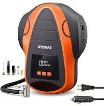 Teromas TMS-3015 Black Orange Tire Inflator Portable DC AC Air Compressor