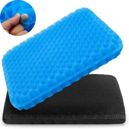 Large Gel Seat Cushion for Long Sitting , Soft & Breathable, Gel Cushion for Wheelchair Reduce Sweat, Gel Chair Cushion for Hip Pain, Gel Seat Cushion for Office Chair（Blue)