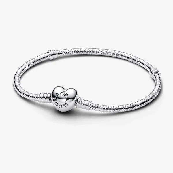 Pandora Moments Women's Heart Clasp Snake Chain Bracelet