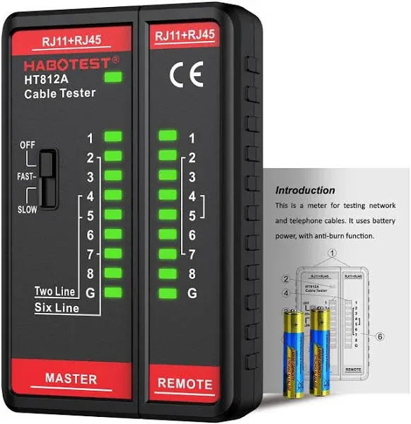 HABOTEST HT812A Network Cable Tester Wire Phone Line Tester K2J1