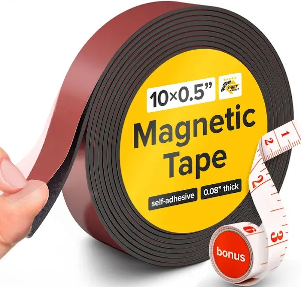 X-bet MAGNET Flexible Magnetic Strip - 1/2 Inch x 10 Feet Magnetic Tape with