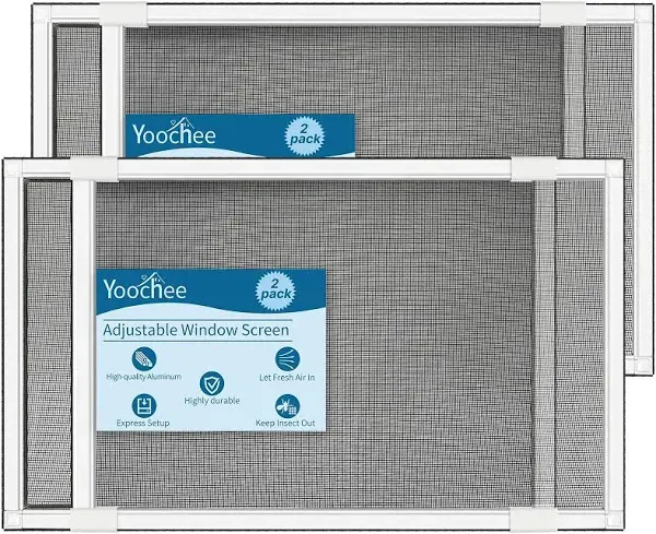 Expandable Window Screen, 2 Pack Adjustable Window Screen(18&#034; H X 25&#034; - 49&#034; W) -