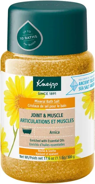 Kneipp Joint & Muscle Mineral Bath Salt with Arnica - Rejuvenate Joints & Muscles - 17.6 oz - Up to 10 Baths