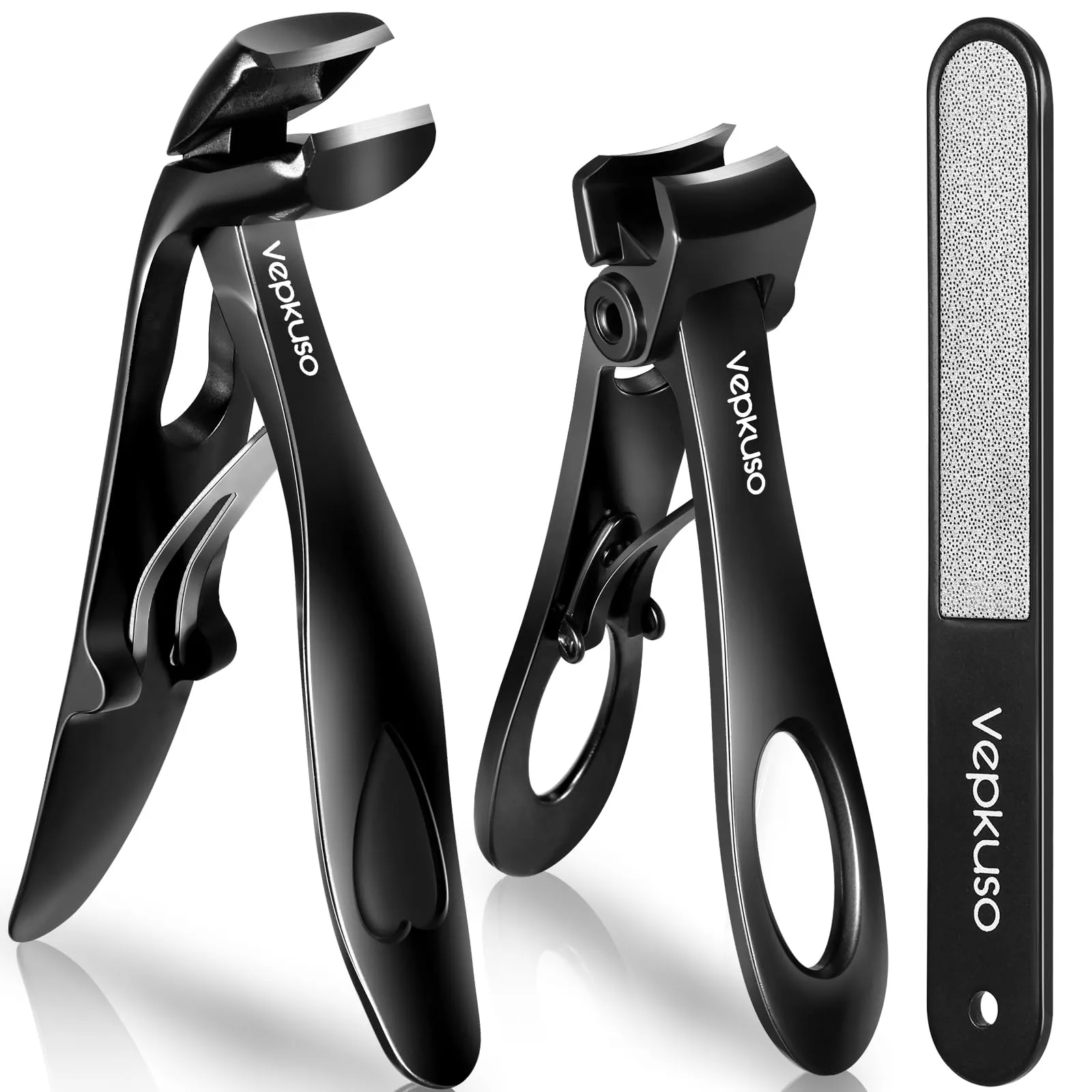 Vepkuso Nail Clippers for Seniors, Wide Jaw Fingernail Clippers and Angled Head Toenail Clippers for Thick Nail