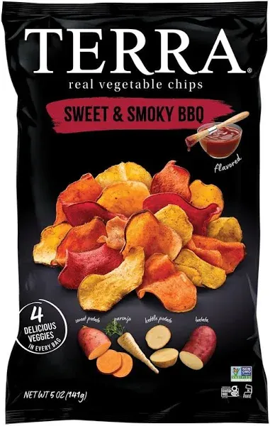 Terra Vegetable Chips, Sweet & Smoky BBQ, 5 oz (Pack of 6)