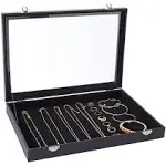 Black Velvet Jewelry Display Case for Rings, Necklaces, Bracelets (13.75 x 9.5 in)