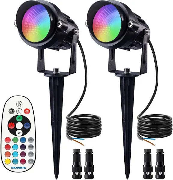 SUNVIE 12W RGB Color Changing Landscape Lights 8 Pack