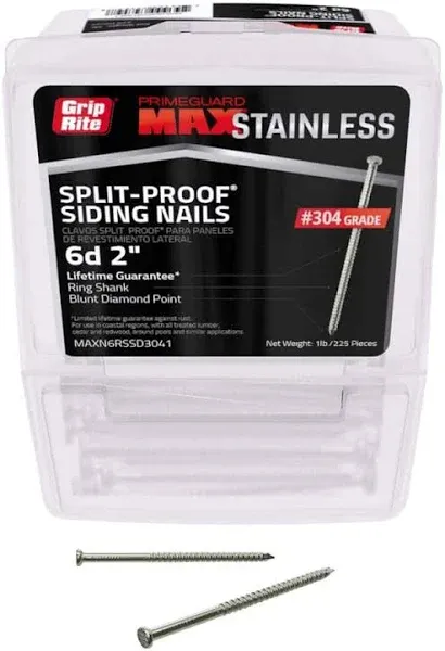 Grip Rite Maxn6rssd3041#13 x 2 in. 6D 304 Stainless Steel Ring Shank Siding Nails