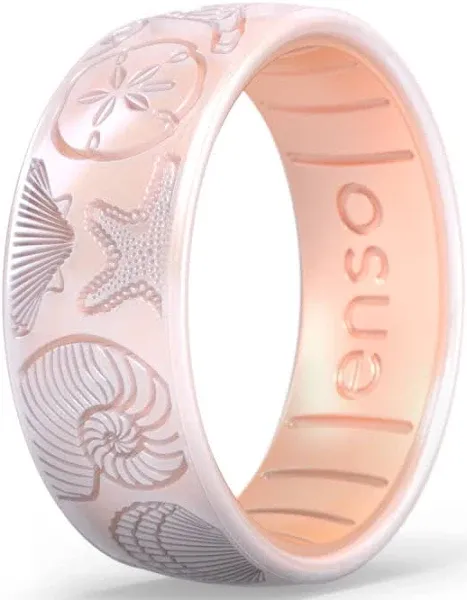 Enso Rings Etched Classic Silicone Rings - Comfortable and Flexible Design - 8mm Wide, 2.16 Thick