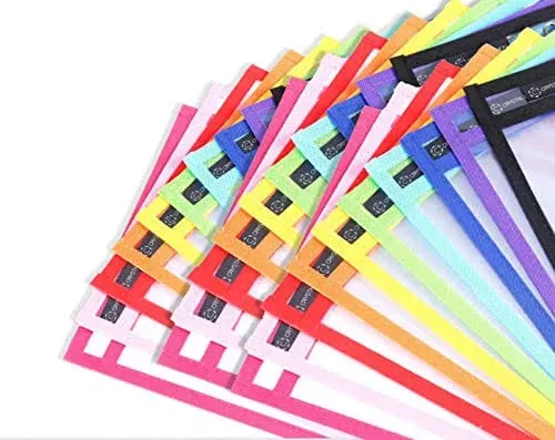 Pack of 10 Multicolored Dry Erase Pockets 10” x 14” School Supplies for Teachers