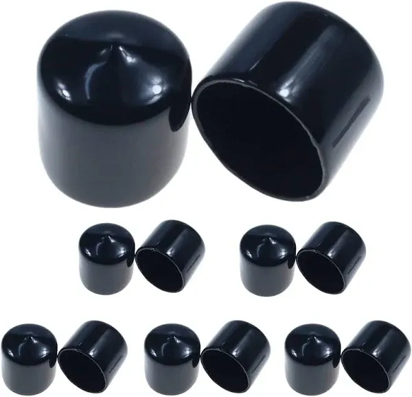 2 1/2 Inch Rubber End Caps Round Rubber Caps Plug Insert Decking Caps Black Rubber Tips PVC Flexible Vacuum Caps Plastic End Caps for Pipe Tube Pack of 8