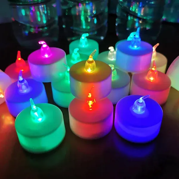 LANKER 24 Pack LED Tea Lights Candles – 7 Color Changing Flameless Tealight New