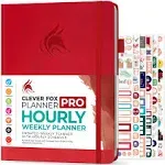 Clever Fox Planner PRO Schedule – Undated Weekly & Monthly Life Planner with Time Slots, Appointment Book & Daily Organizer, A4 (Red)