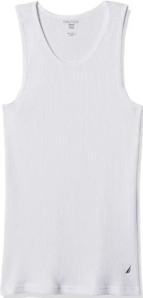 Nautica Ribbed Tank Shirt Mens Medium 38/40 4 Pack White Cotton NEW NIB $39